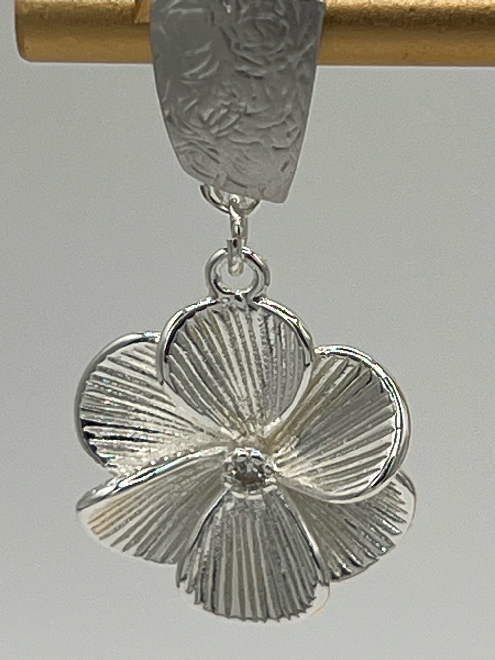 Sterling Silver Flower Drop Earrings – Elegant Floral Statement Earrings - Picture 3 of 5